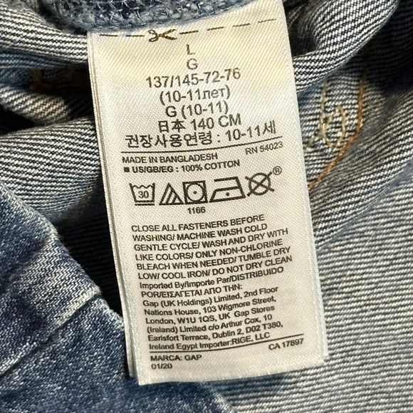 GAP Kid Denim Jean Spring Summer Overall Dress Dungarees Size L 10 11 Year Blue - Picture 2 of 4